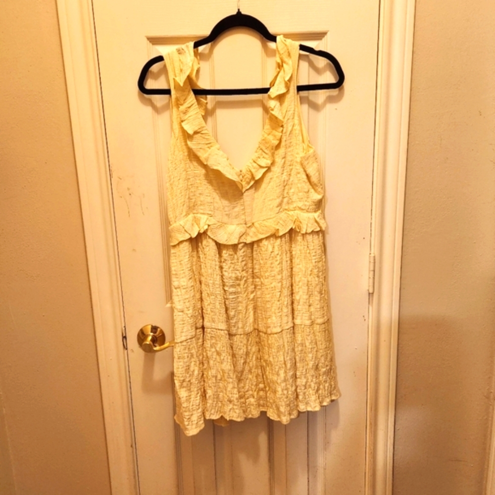 Lulu's Elegant Cream Ruffle Dress